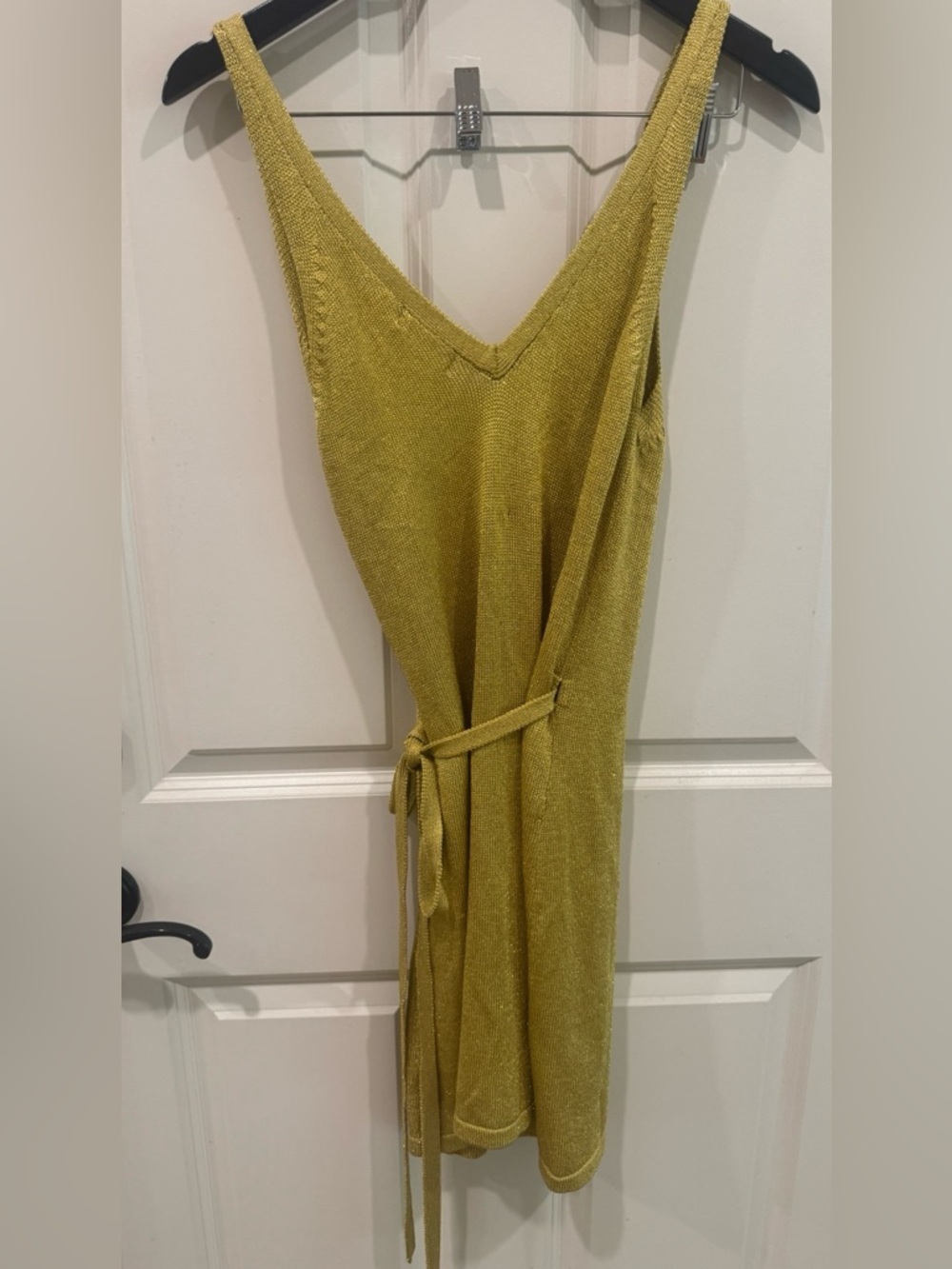 Lovers + Friends Knit Wrap Mini Dress metallic mustard small  $265 - Picture 8 of 11